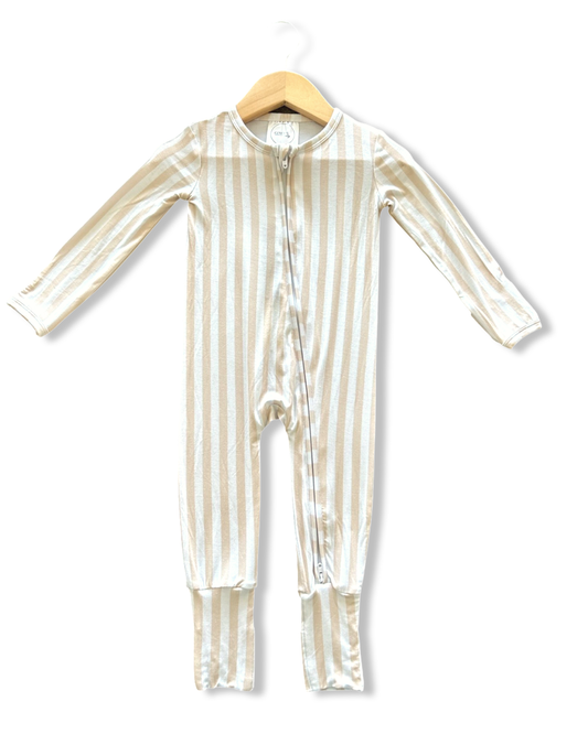 Beige and White Striped Onesie