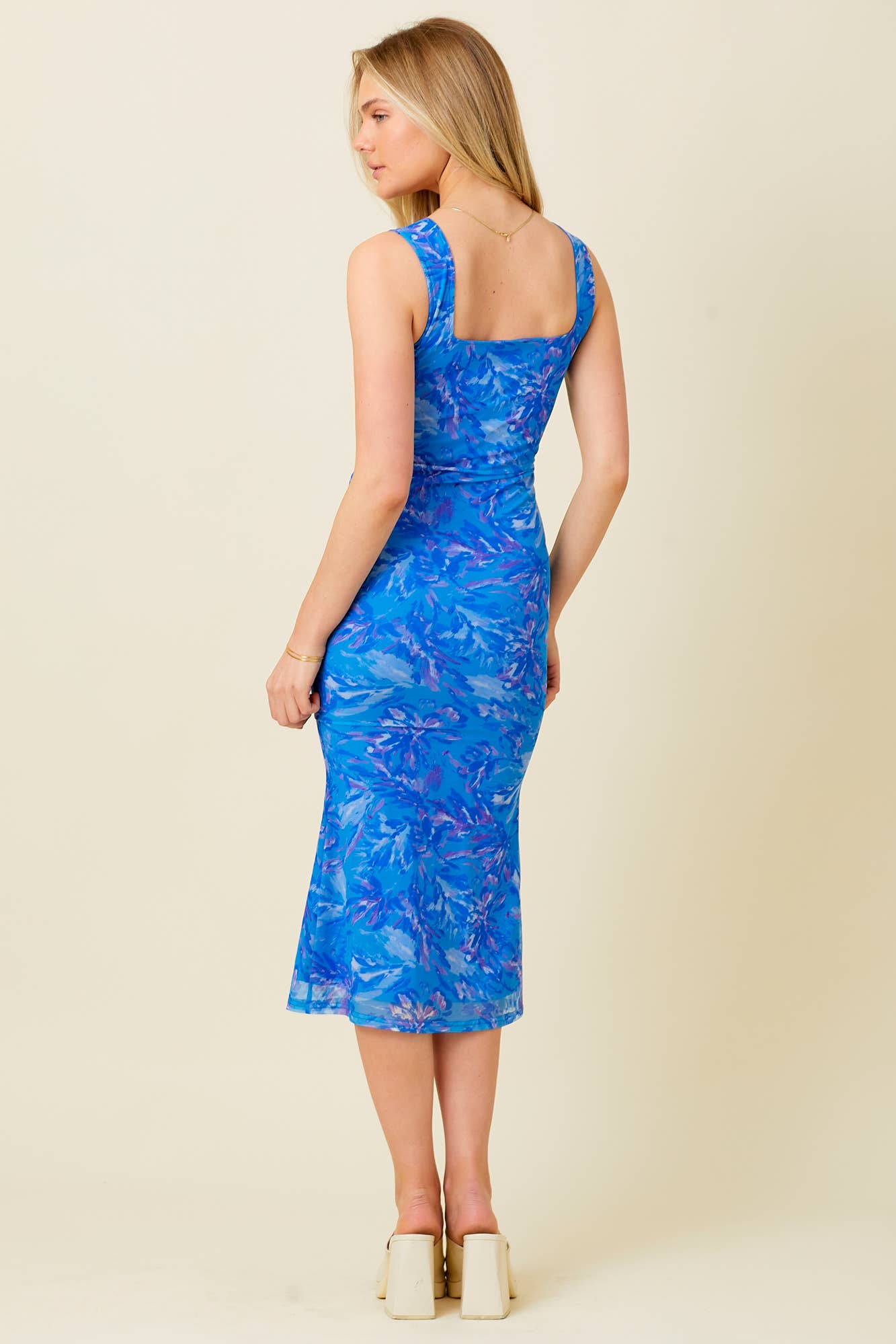 Blue Floral Midi Dress