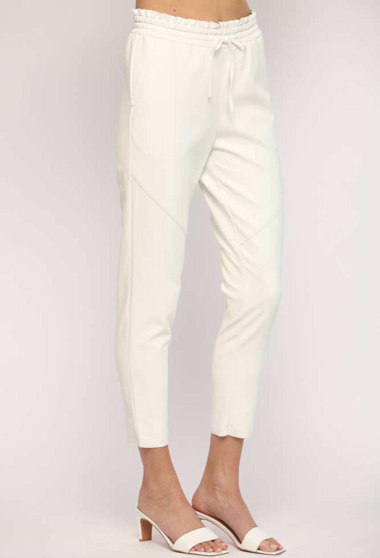 Vegan Leather White Pants