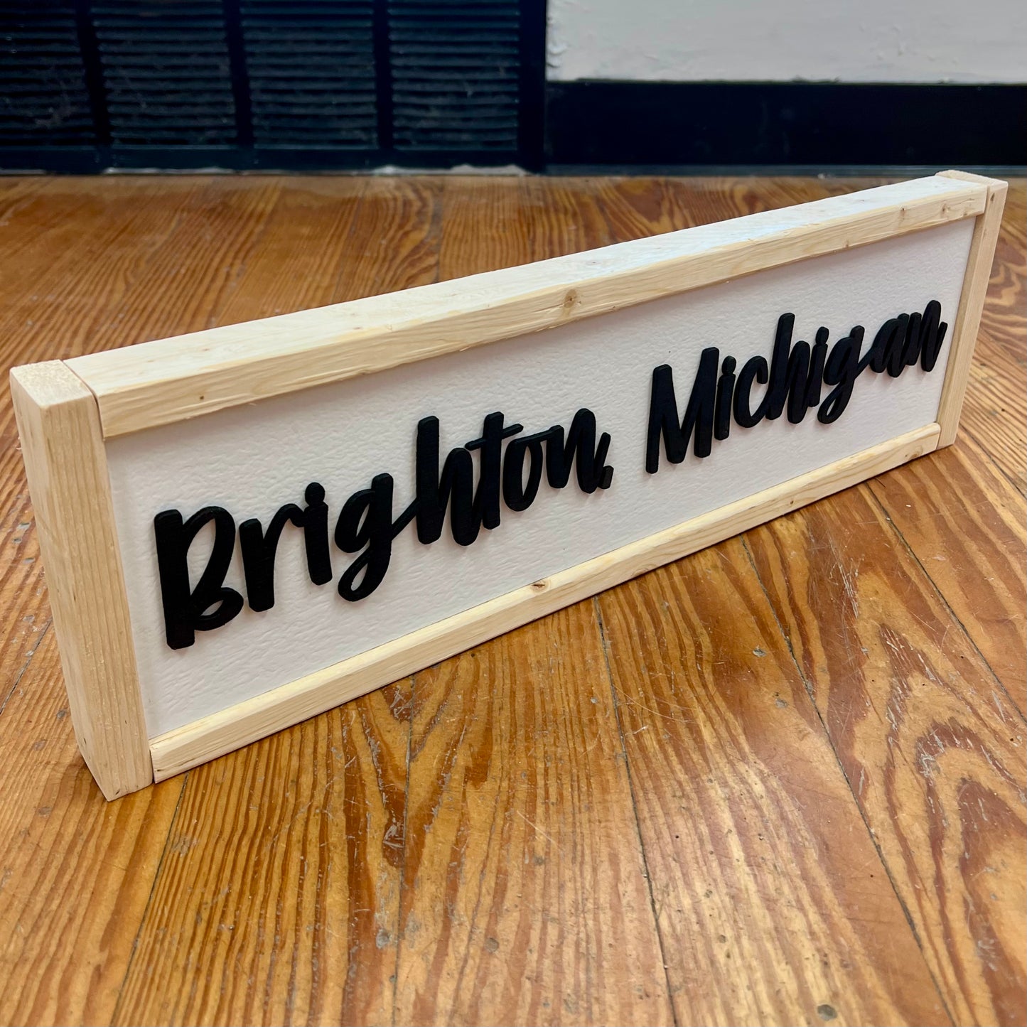 Brighton MI Wood Sign