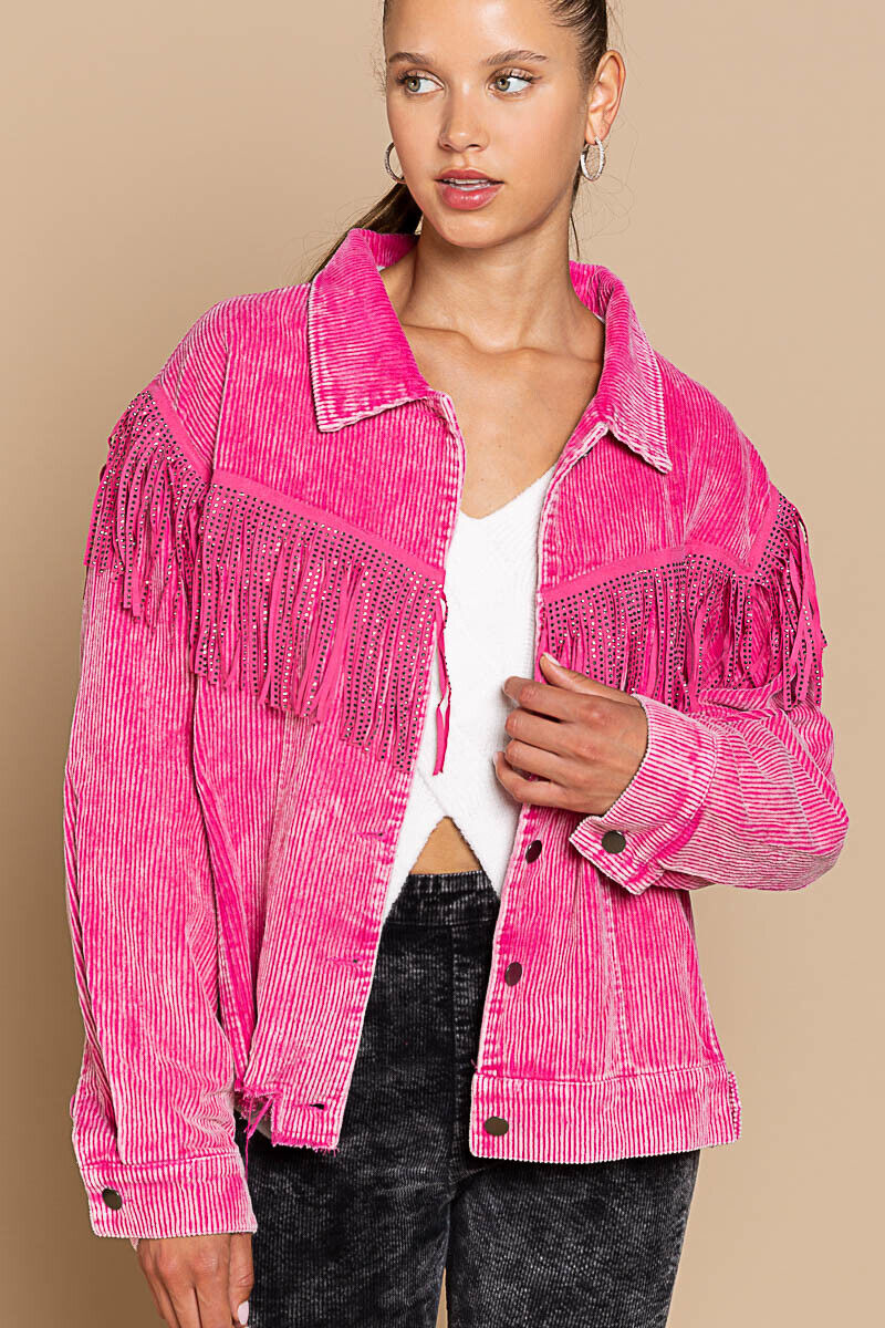 Pink Cord Jacket w/ Fringe