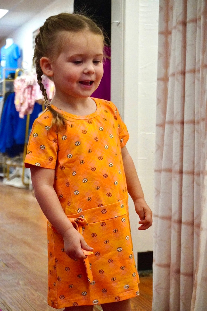 Toddler 70’s Orange Flower Dress