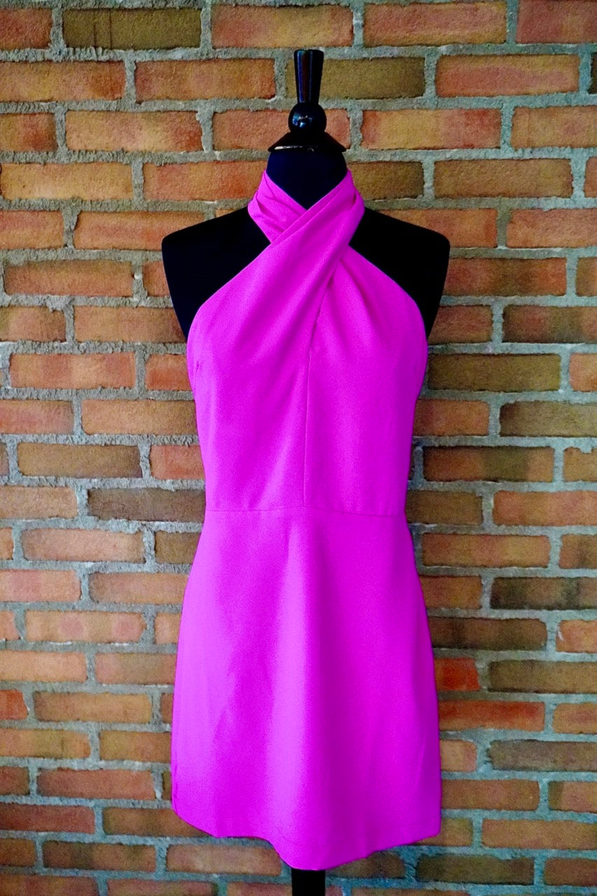 Pink Halter Twist Dress