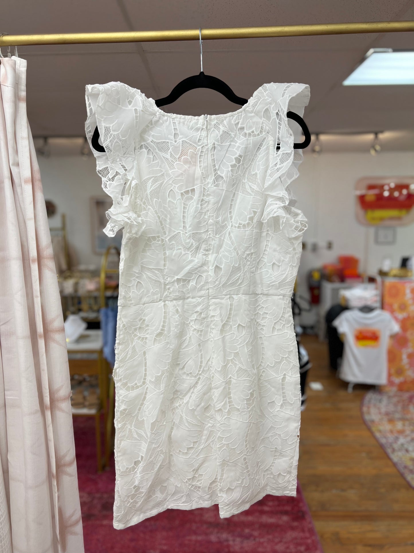 White Lace Sleeve Dress