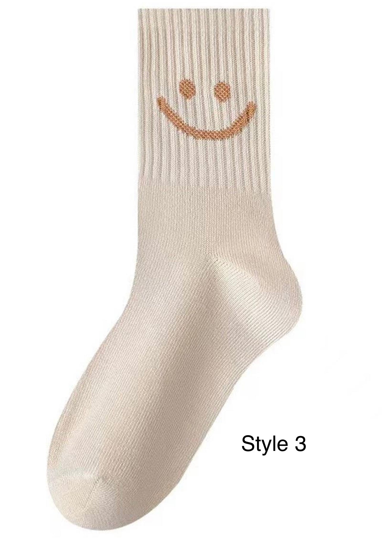 Beige Smiley Socks