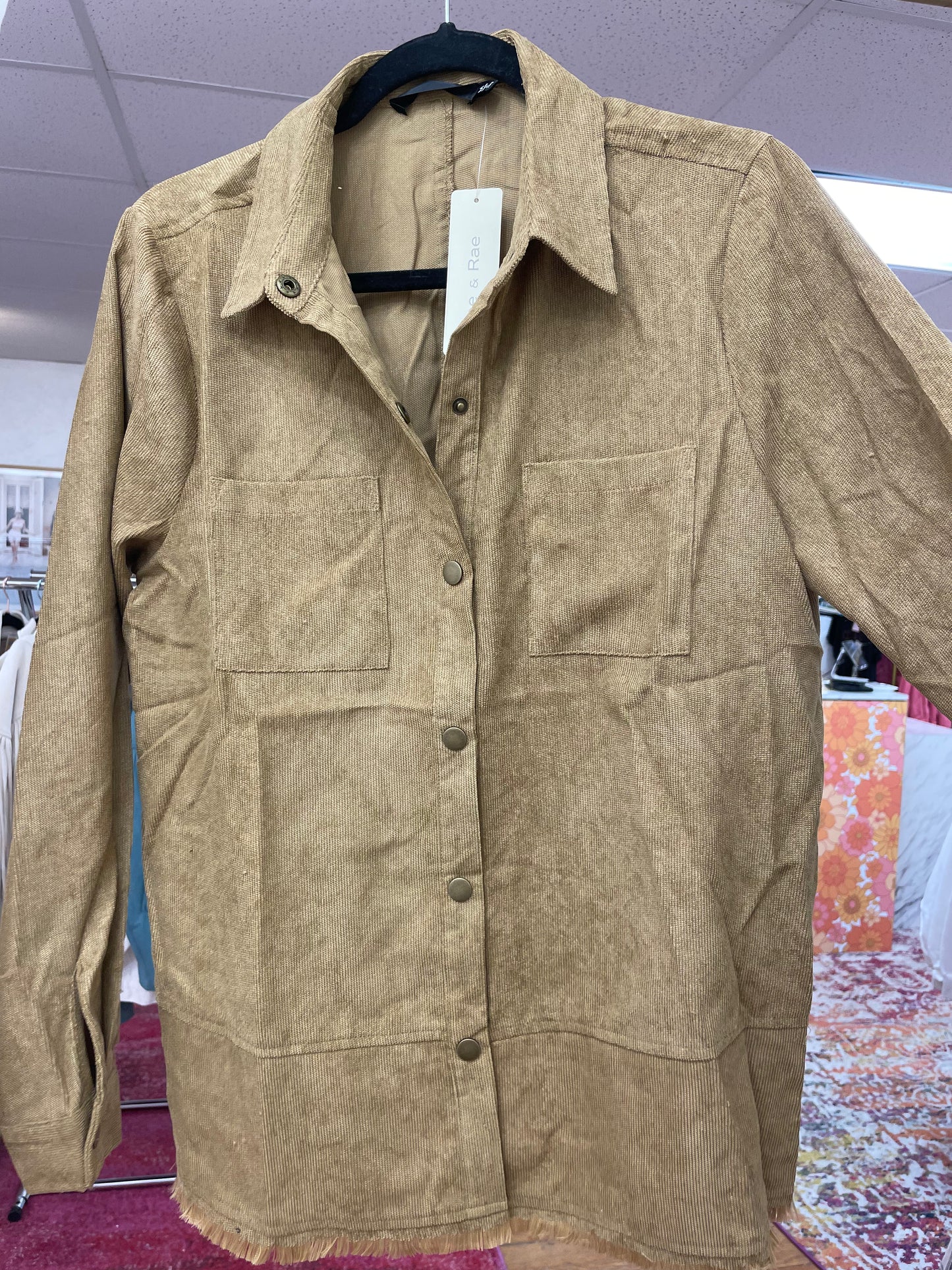 Camel Frayed Shacket