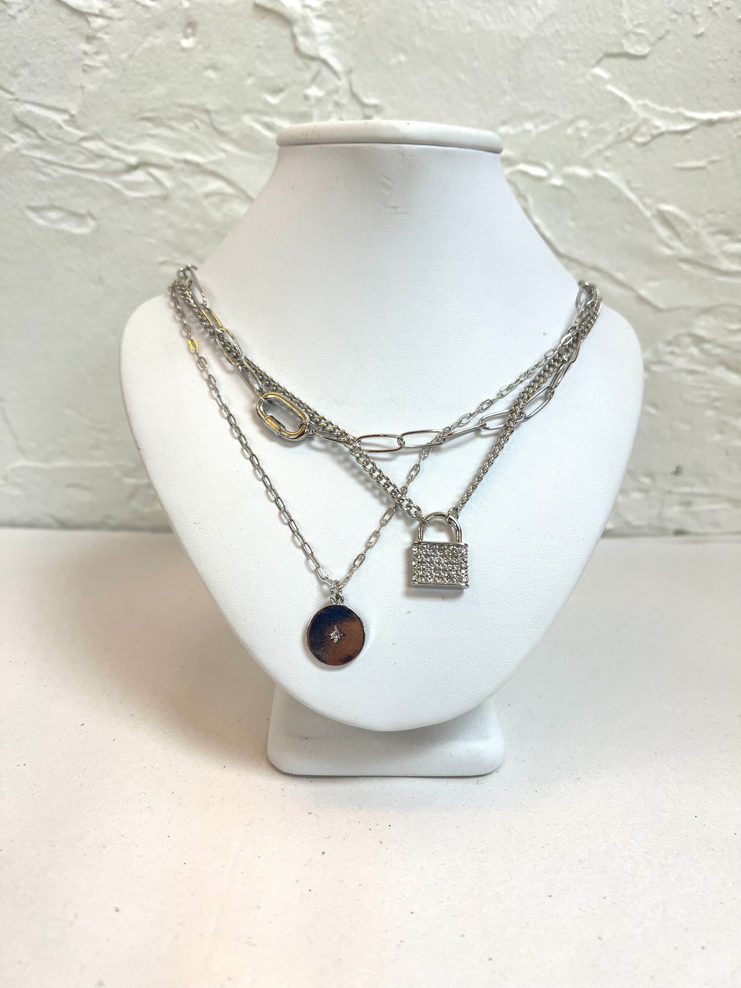 Silver Lock and Chain Necklace