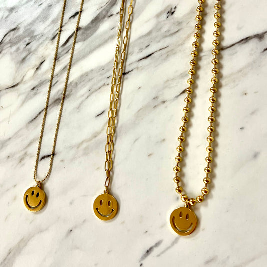 Smiley Face Gold Necklace