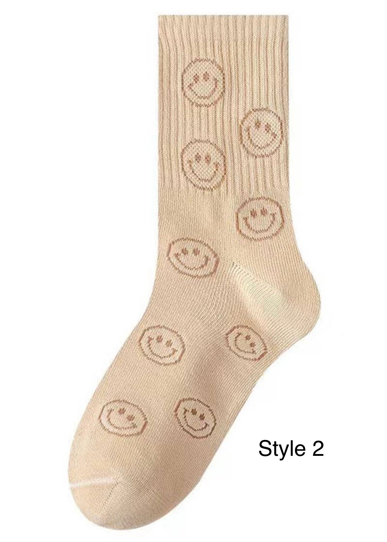 Beige Smiley Socks